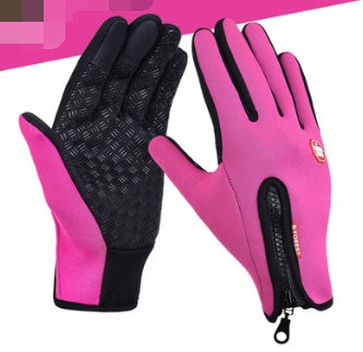 Outdoor Waterproof Gloves Touch Screen Windproof Riding Zipper Sports Winter Warm Fleece Mountaineering Gloves